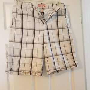 Gray plaid chino shorts