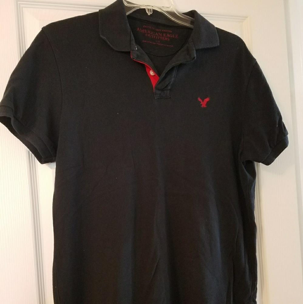 Navy Polo with Red Accents