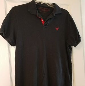 Navy Polo with Red Accents