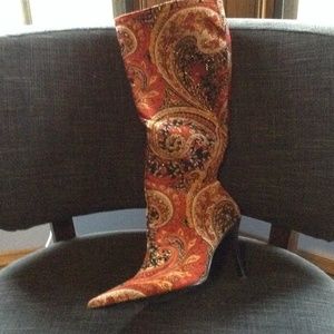 Tall red parsley boots  velvet