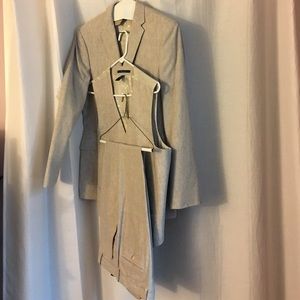 Tan men's Perry Ellis 3 piece cotton linen suit