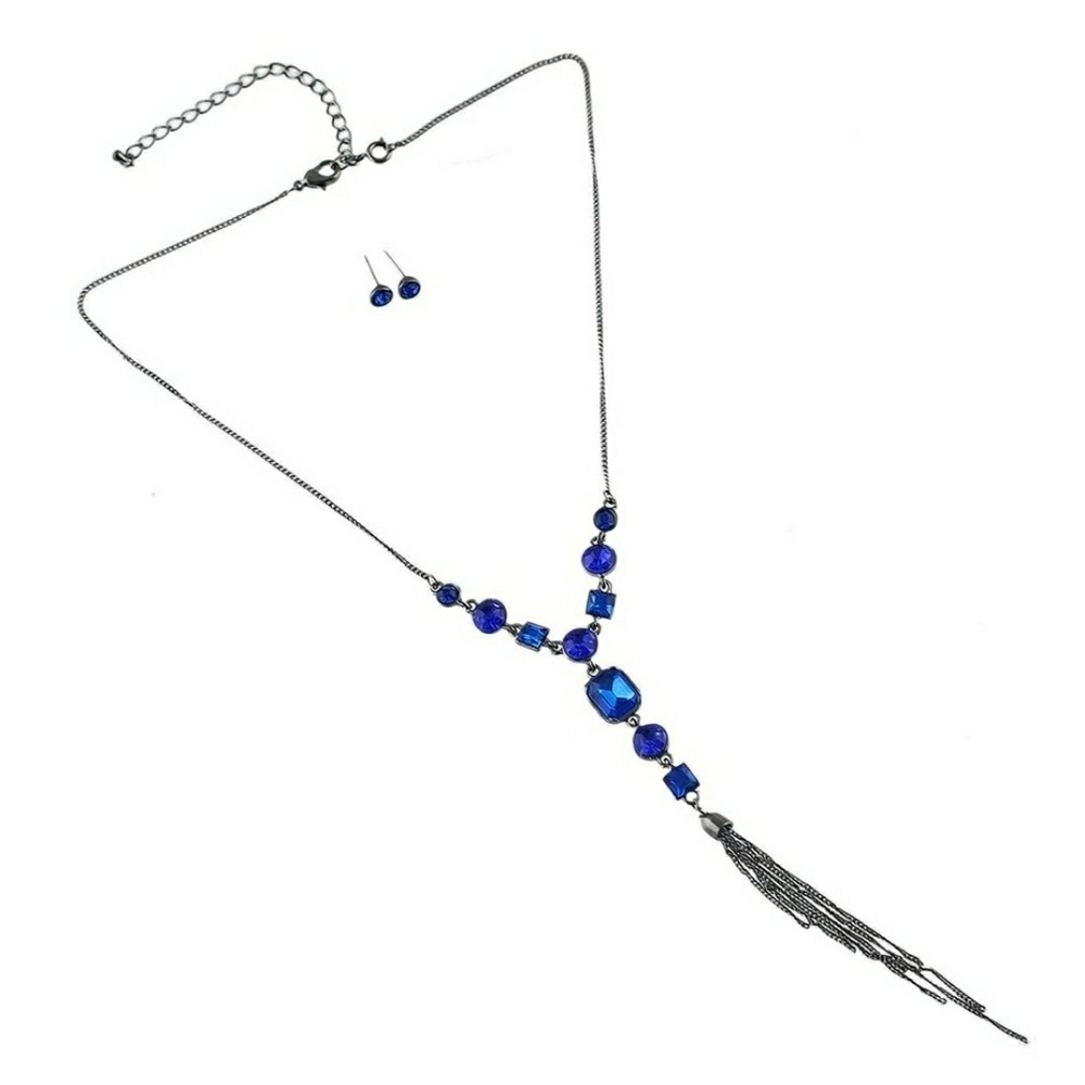 Vintage and Trendy Y necklace and earring set