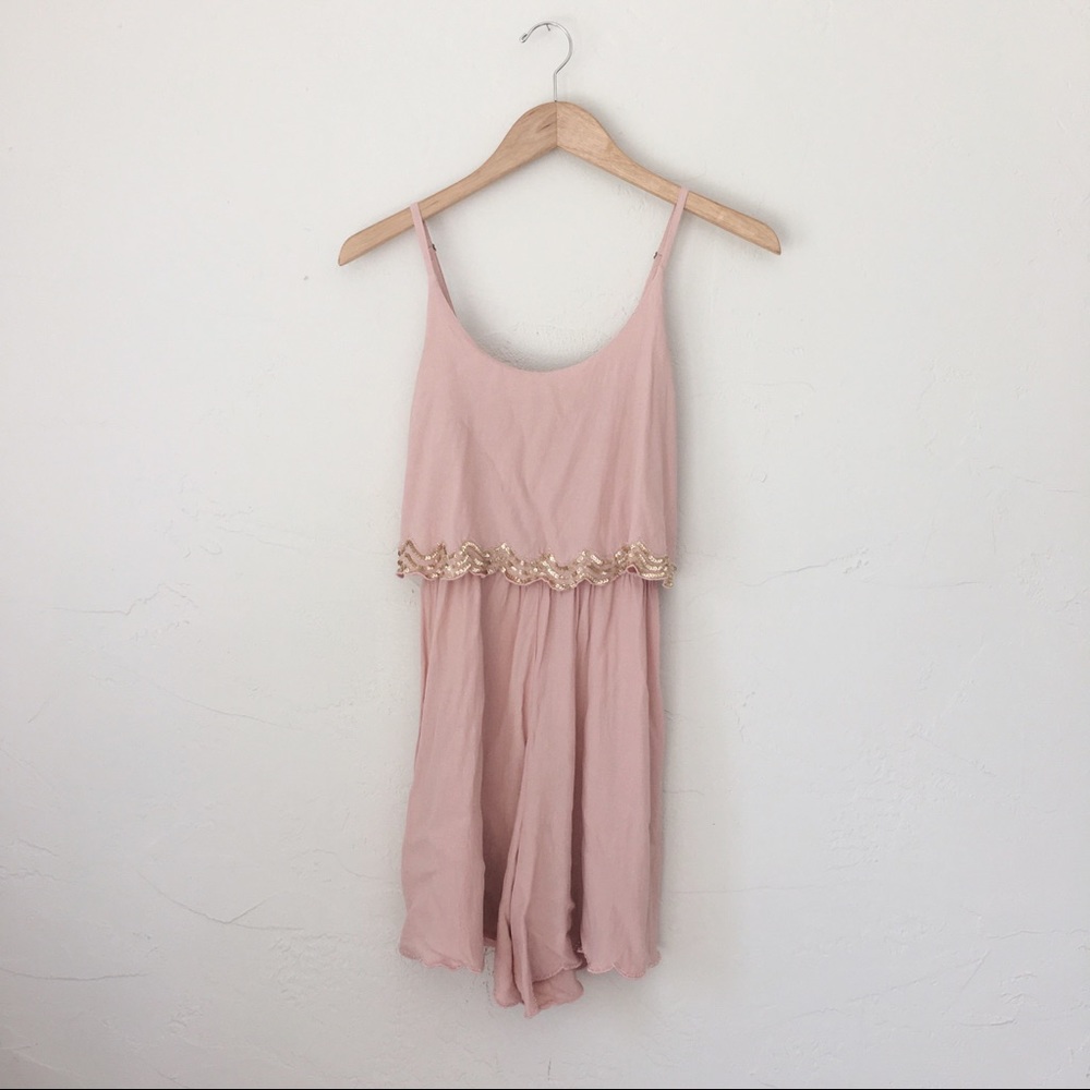 Blush Pink Romper with Sequins and Beading