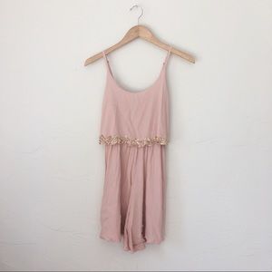 Blush Pink Romper with Sequins and Beading