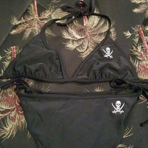 Black with embroidered Pirate bikini