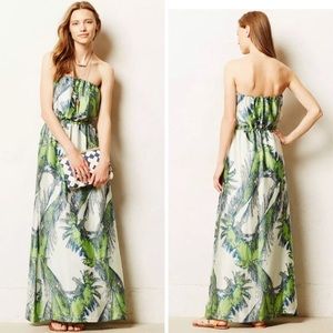 Maeve Sabal Floral Strapless dress Anthropologie
