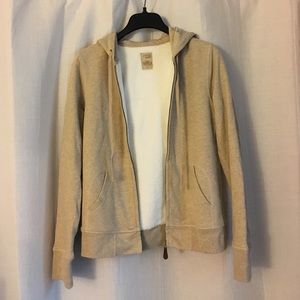Tan J. Crew vintage fleece zip up hoodie, L