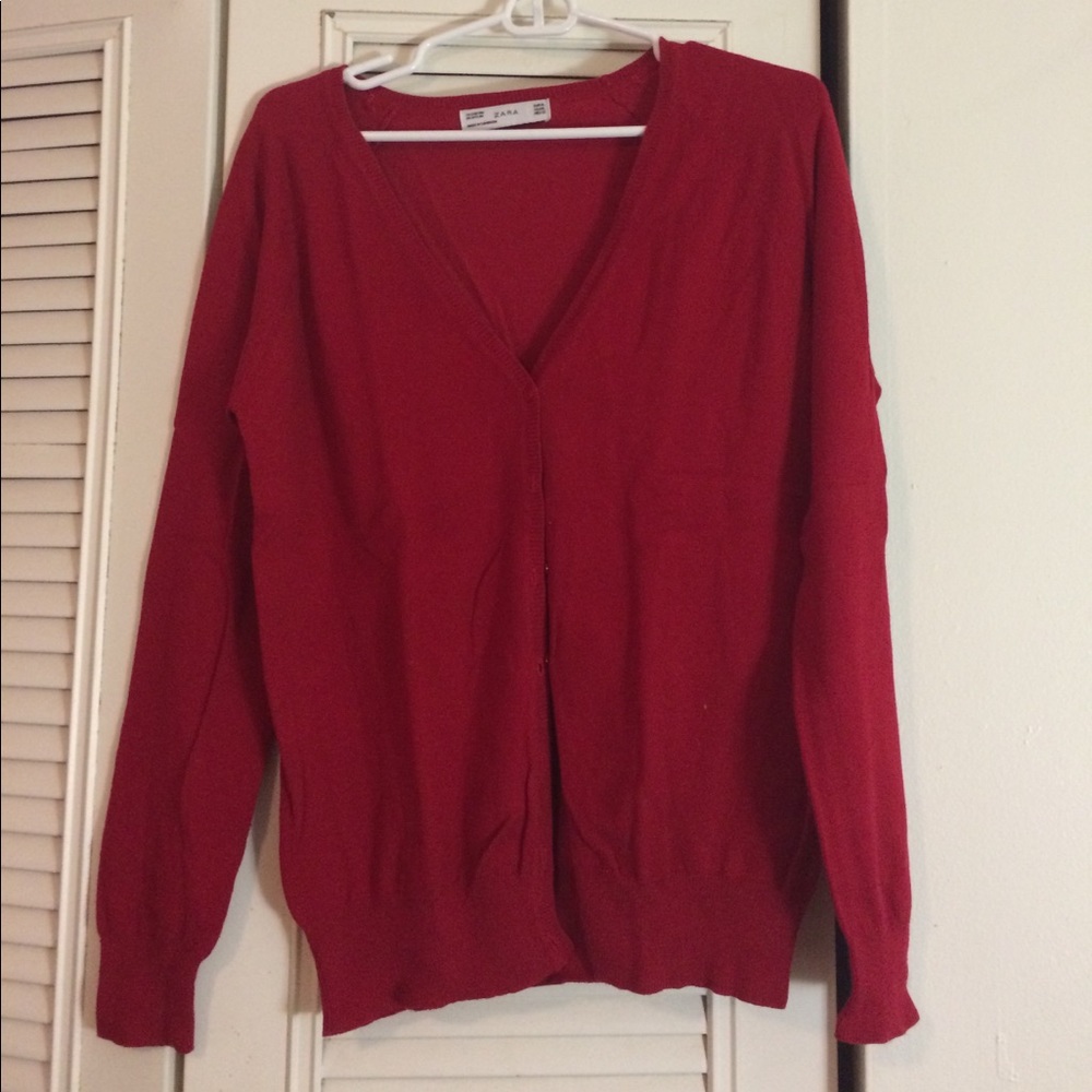 Zara red cardigan