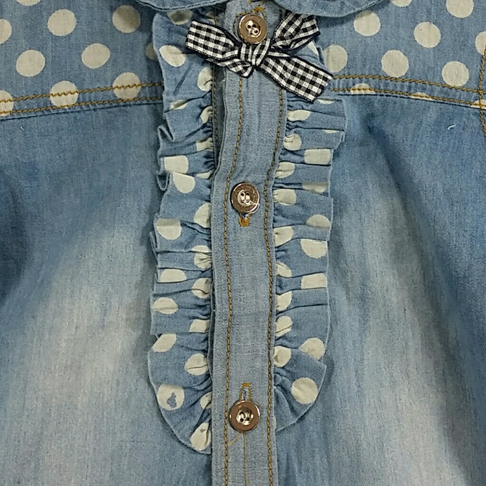 HOST PICK***Chambray Ruffle and Dots Shirt. Kids:) - Picture 5 of 7