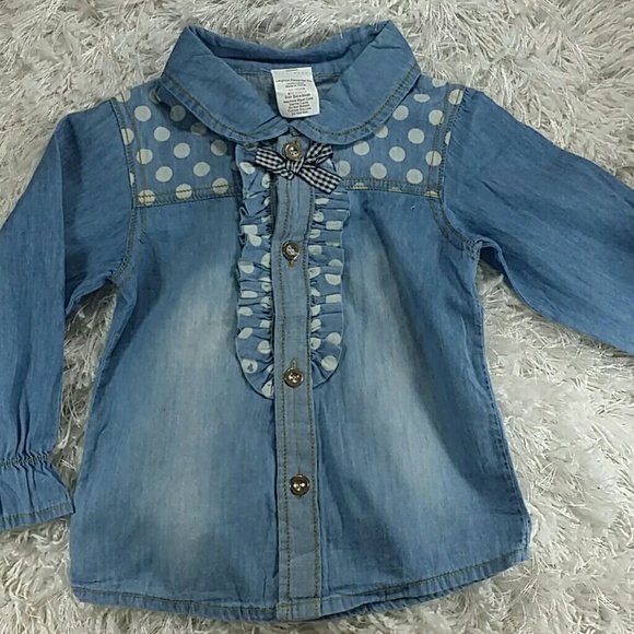 HOST PICK***Chambray Ruffle and Dots Shirt. Kids:) - Picture 4 of 7
