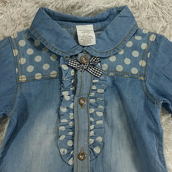 HOST PICK***Chambray Ruffle and Dots Shirt. Kids:) - Picture 3 of 7