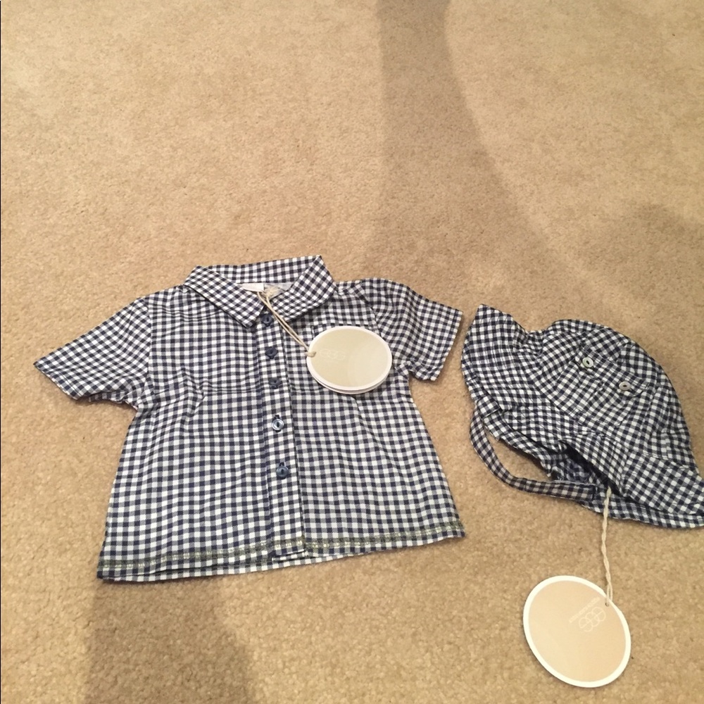 NWR Egg Baby short sleeve buttom down and sun hat