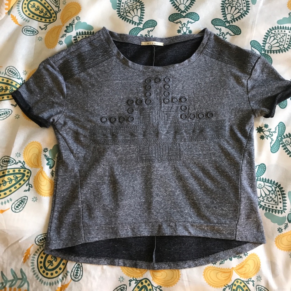 Embroidered Grey Top