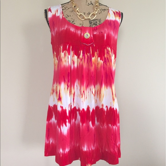 Tops - Last one!💥 Red tie dye Plus size tunic tank🇺🇸