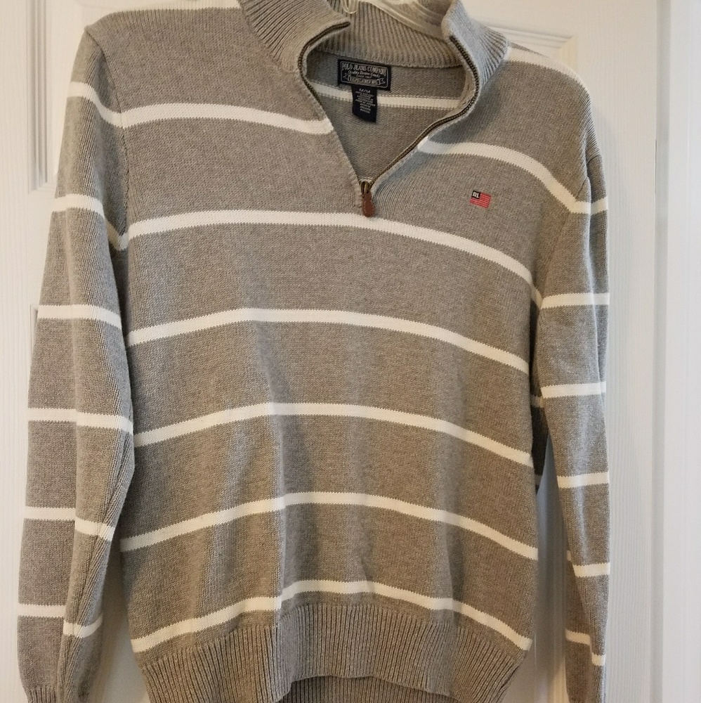 Ralph Lauren Polo Gray and White Striped Pullover