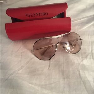 Valentino Wraparound Silver-toned Sunglasses