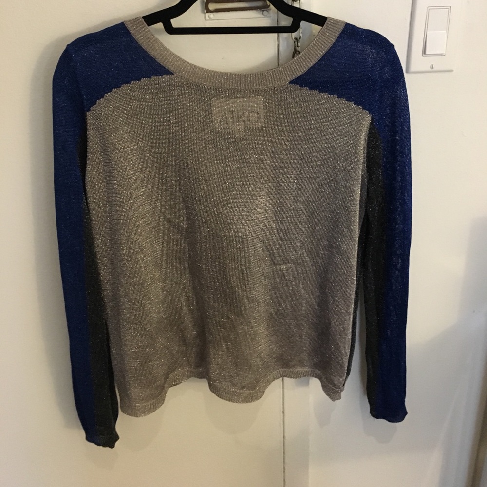 ATKO colorblock metallic sweater