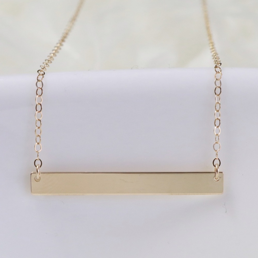 ✨14K GOLD-FILLED✨ Horizontal Blank Bar Necklace - Picture 3 of 5