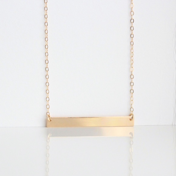 ✨14K GOLD-FILLED✨ Horizontal Blank Bar Necklace - Picture 2 of 5