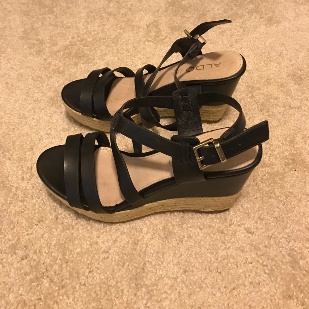 Aldo black wedge sandals