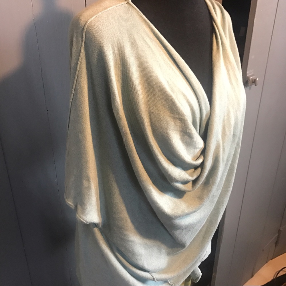 Seafoam green criss-cross draped top