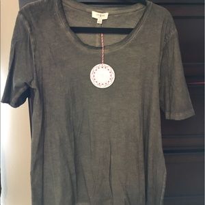 Brand new olive green stretchy top with side slits