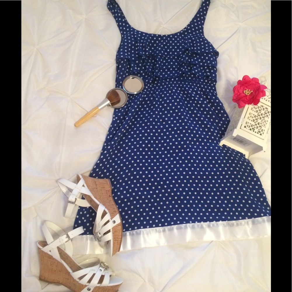 Blue and White Polka Dot Dress