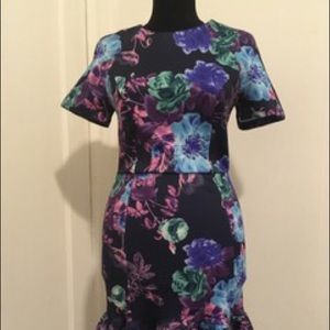 Asos floral scuba dress with peplum skirt