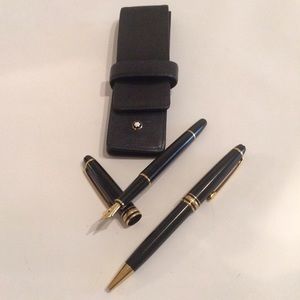 Montblanc set: fountain + ballpoint pens +  pouch