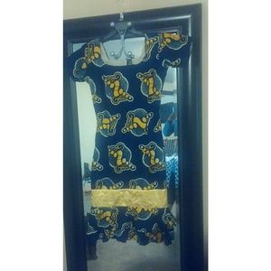 Custom Blue and Gold Ankara African Print Dress