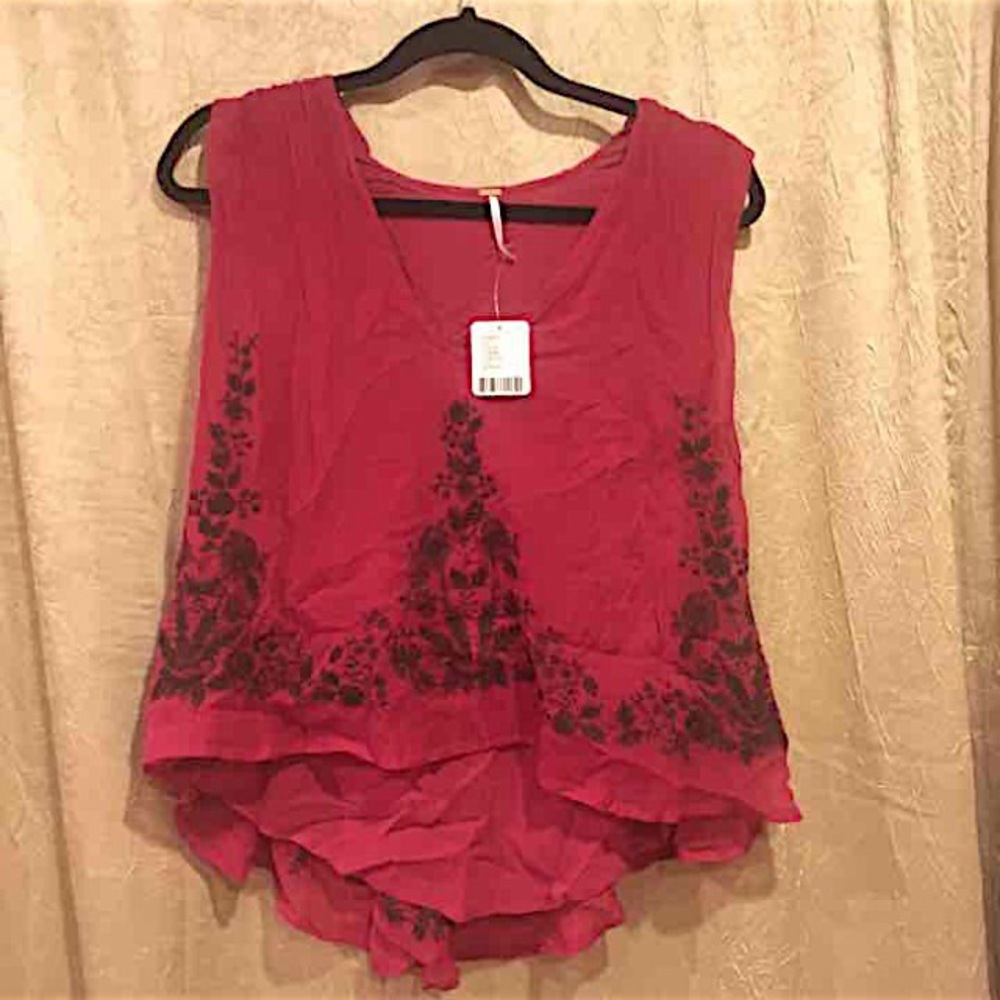 NWT free people boho sleeveless embroidered top