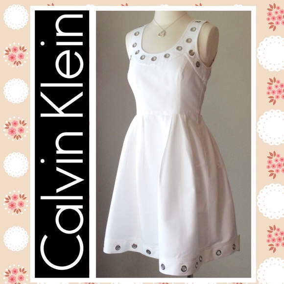 Calvin Klein Dresses & Skirts - Darling Calvin Klein white grommet trim dress