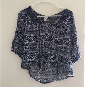 Blue Design Crop Top