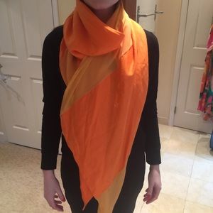 Shamask orange silk & linen scarf/wrap