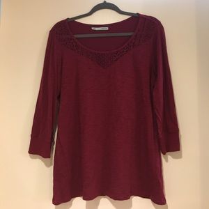 Maurice's cranberry 3/4 length sleeve tee XL