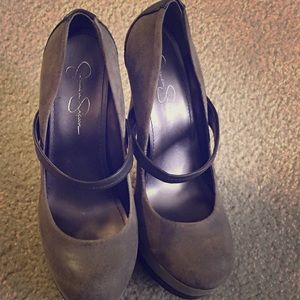 Grey platform pumps by Jessica Simpson
