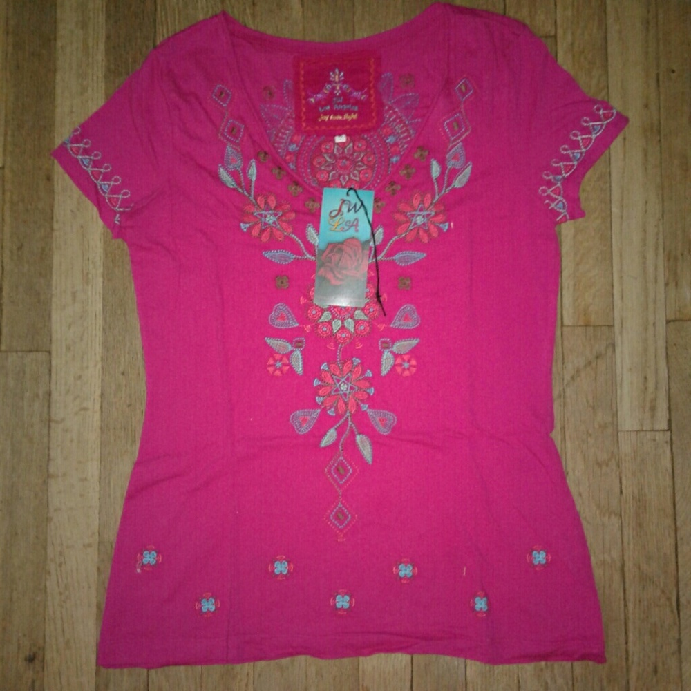 JWLA by Johnny Was Hot Pink Embroidered Top (M)NWT