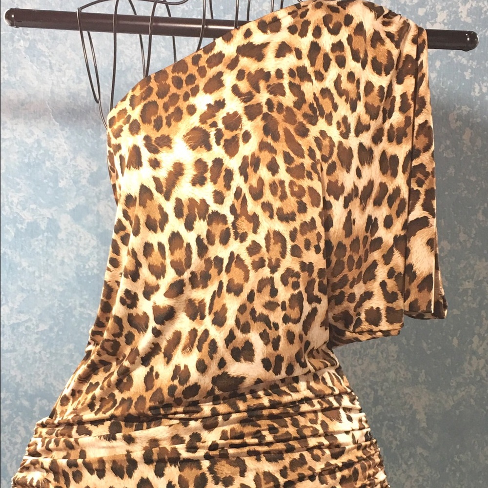 Forever 21 Leopard One Sleeve Blouse Medium