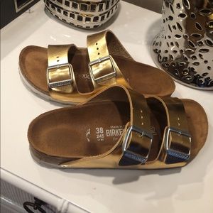 Gold Birkenstocks for J.Crew size 38