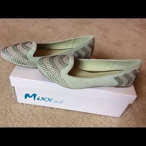 Fabulous Mint Rhinestone Flats, NWT
