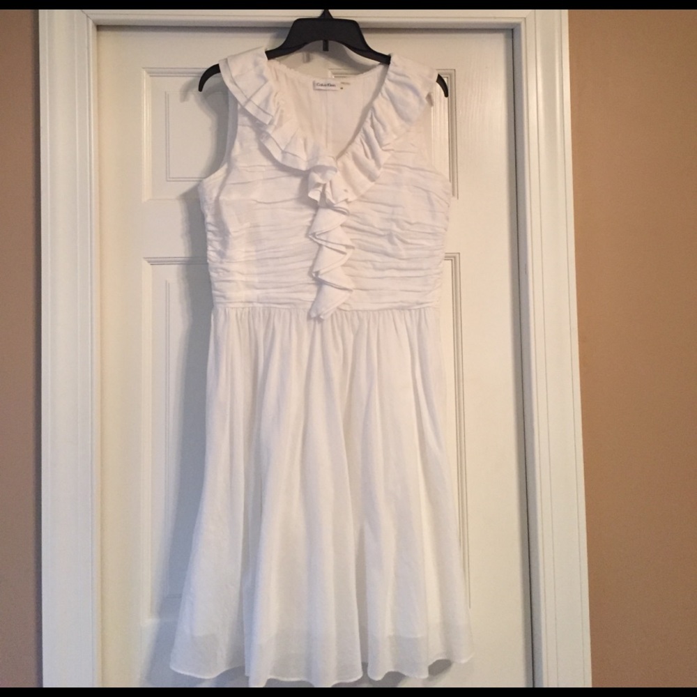 Calvin Klein White Cotton Summer Dress