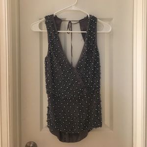 Grey blouse with beats and pearls