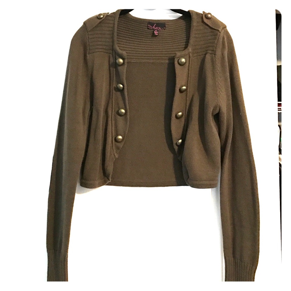 Cropped military sweater