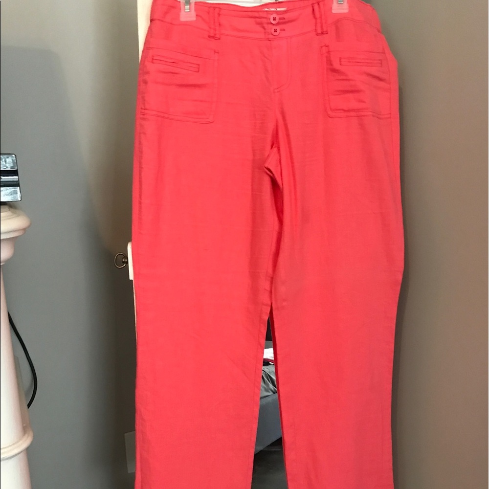 Coral linen pants