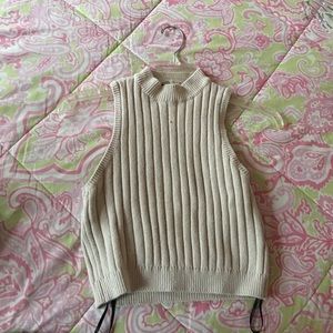 Tan mock neck ribbed shirt