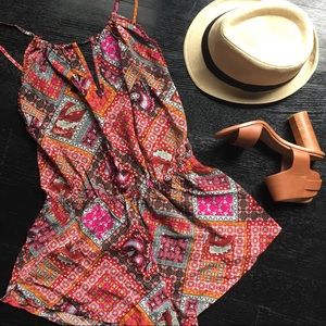 Paisley Patch-Print Keyhole Romper