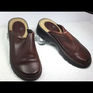 Bandolino Blu Brown Clog Leather Shoes Open Back 7