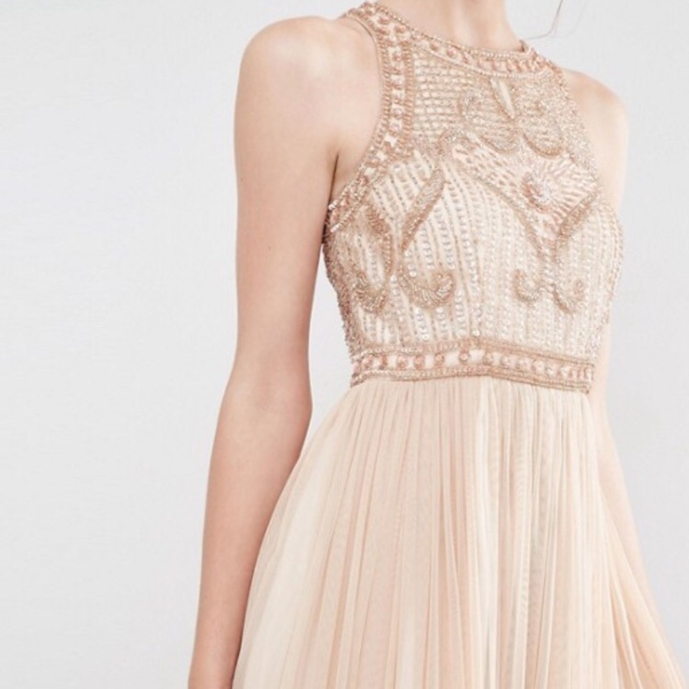 Frock and Frill Embellished Tulle Prom Dress