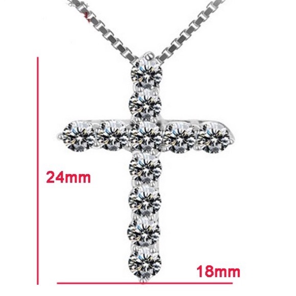 A New Sterling Silver Cross Pendant Necklace - Picture 2 of 4