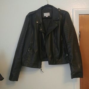 Faux leather moto jacket